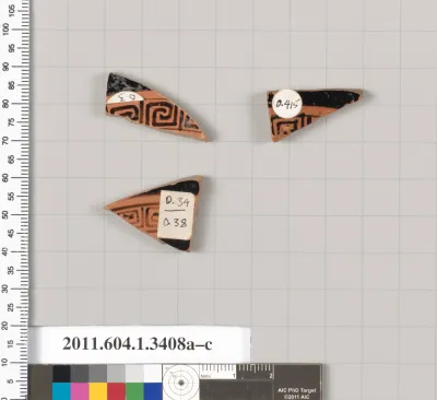 Terracotta fragments of kylikes (drinking cups)