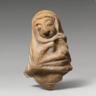 Fragment of a terracotta statuette of an old woman