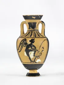 AMPHORA, MINIATURE PANATHENAIC (ATHENIAN, BLACK-FIGURE)