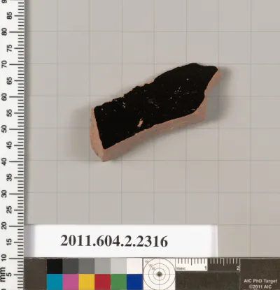 Terracotta fragment of a pot; unglazed on the inside