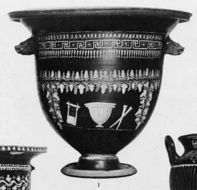 KRATER, BELL (SOUTH ITALIAN, GNATHIAN, BLACK GLAZE)