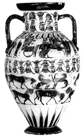 AMPHORA, NECK (ATHENIAN, BLACK-FIGURE)