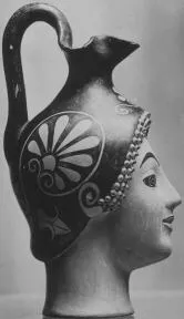 FIGURE VASE, OINOCHOE (ATHENIAN, RED-FIGURE)