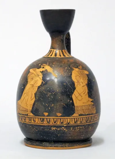 Terracotta squat lekythos (oil flask)