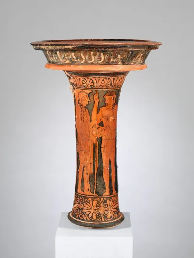 Fragment of a terracotta loutrophoros (ceremonial vase for water)