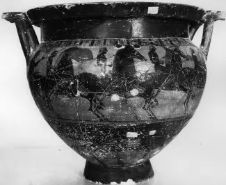 KRATER, COLUMN (ATHENIAN, BLACK-FIGURE)