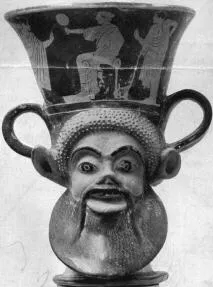 FIGURE VASE, KANTHAROS (ATHENIAN, RED-FIGURE)