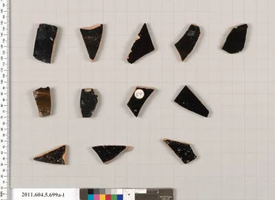 Terracotta fragments of kylikes (drinking cups)