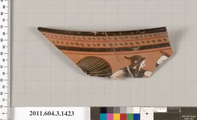 Terracotta rim fragment of a skyphos (deep drinking cup)