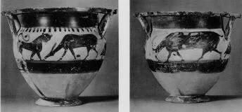 KRATER, COLUMN (CORINTHIAN, BLACK-FIGURE)
