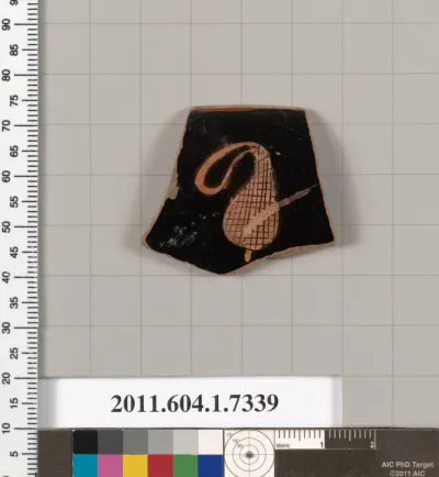 Terracotta rim fragment of a kylix (drinking cup)