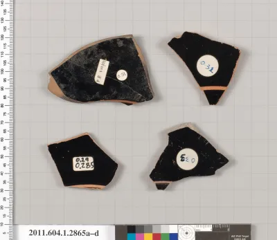 Terracotta fragments of kylikes (drinking cups)
