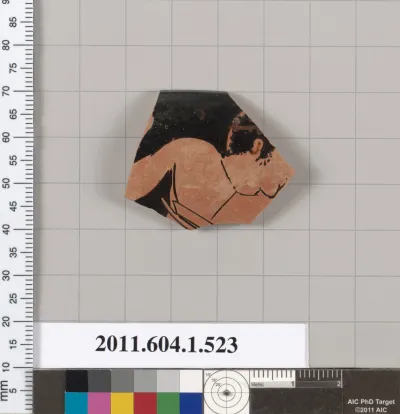 Terracotta rim fragment of a kylix (drinking cup)