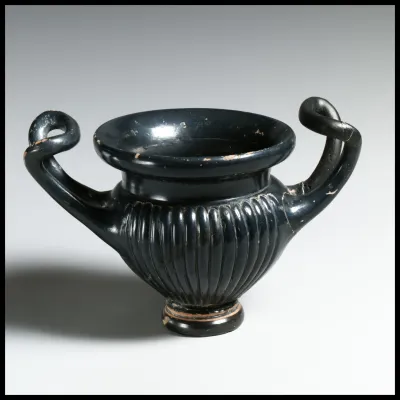 Terracotta kantharos (drinking cup with high handles)