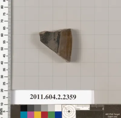 Terracotta fragment of a pot; unglazed on the inside