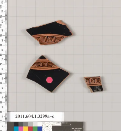 Terracotta fragments of kylikes (drinking cups)