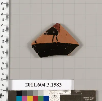 Terracotta fragment of a kylix: Band cup (drinking cup)