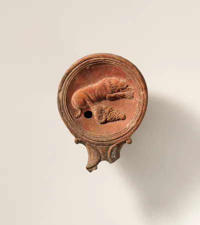 Terracotta oil lamp