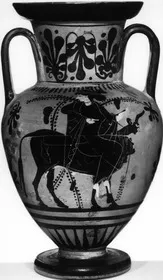 AMPHORA, NECK (ATHENIAN, BLACK-FIGURE)