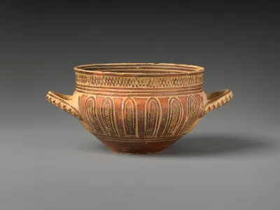 Terracotta skyphos (drinking cup with two handles)