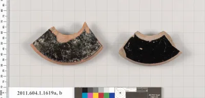 Terracotta fragments of kylikes (drinking cups)