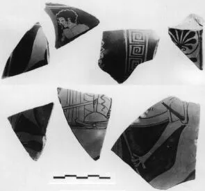 KRATER, COLUMN (?), FRAGMENTS (ATHENIAN, RED-FIGURE)