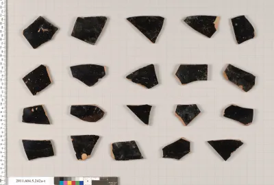 Terracotta fragments of kylikes (drinking cups)