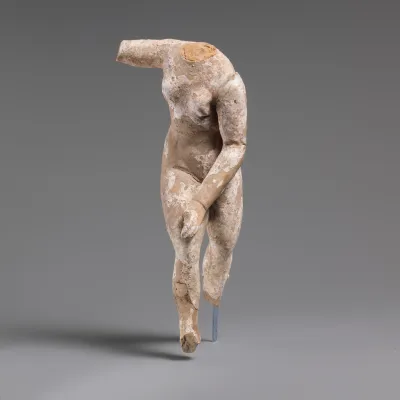 Terracotta nude female statuette, perhaps Aphrodite