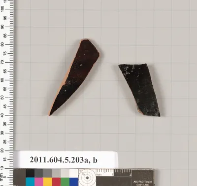 Terracotta fragments of kylikes (drinking cups)