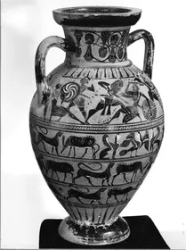 AMPHORA, NECK (ATHENIAN, BLACK-FIGURE)
