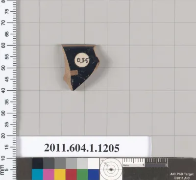 Terracotta rim fragment of a kylix (drinking cup)