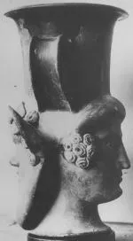 FIGURE VASE, KANTHAROS (ATHENIAN, RED-FIGURE)