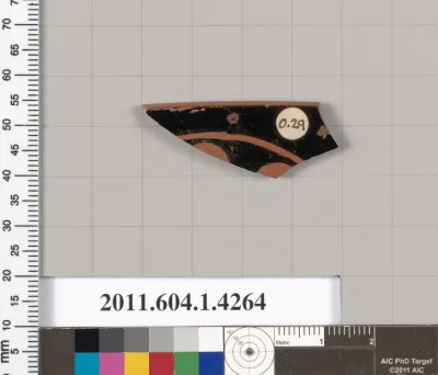 Terracotta rim fragment of a kylix (drinking cup)