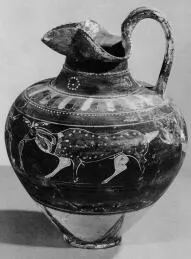 OINOCHOE (ETRUSCAN, BLACK POLYCHROME)