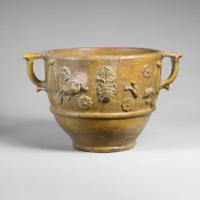Fragmentary terracotta scyphus (drinking cup)