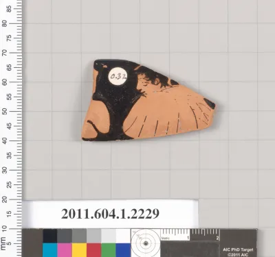 Terracotta rim fragment of a kylix (drinking cup)