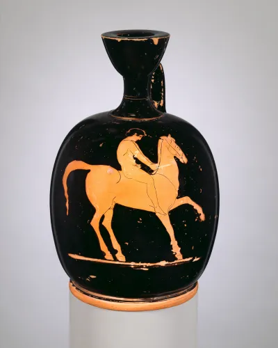 Terracotta squat lekythos (oil flask)