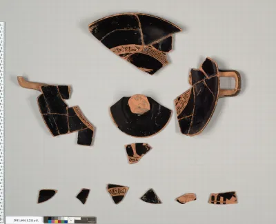 Terracotta fragments of a kylix (drinking cup)