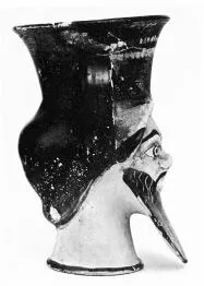 FIGURE VASE, KANTHAROS (ATHENIAN, RED-FIGURE)