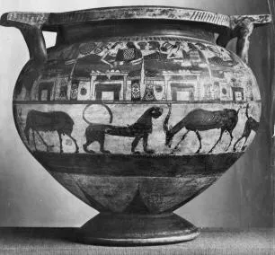 KRATER, COLUMN (CORINTHIAN, BLACK-FIGURE)