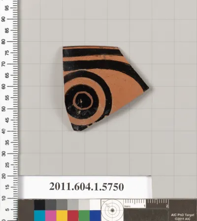 Terracotta rim fragment of a kylix: eye-cup (drinking cup)