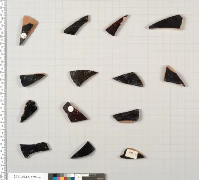 Terracotta fragments of kylikes (drinking cups)