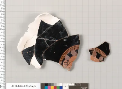 Terracotta fragments of a kylix: eye-cup (drinking cup)