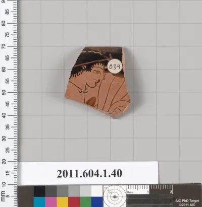 Terracotta rim fragment of a kylix (drinking cup)