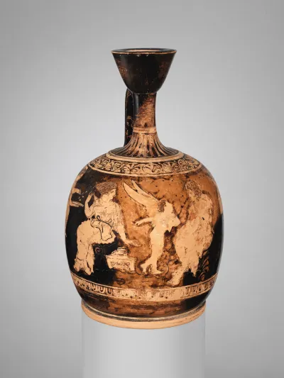 Terracotta squat lekythos (oil flask)