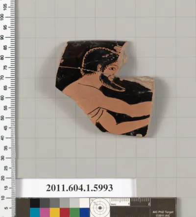 Terracotta rim fragment of a kylix (drinking cup)