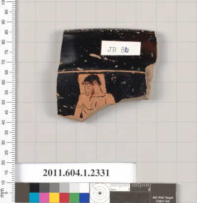 Terracotta rim fragment of a kylix (drinking cup)