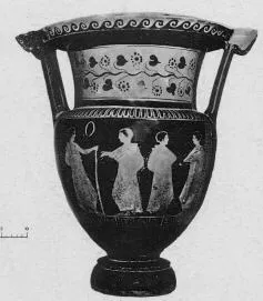 KRATER, COLUMN (SOUTH ITALIAN, APULIAN, RED-FIGURE)