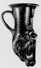 FIGURE VASE, RHYTON (SOUTH ITALIAN, APULIAN, RED-FIGURE)