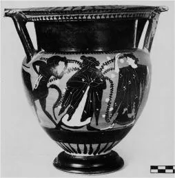 KRATER, COLUMN (ATHENIAN, BLACK-FIGURE)